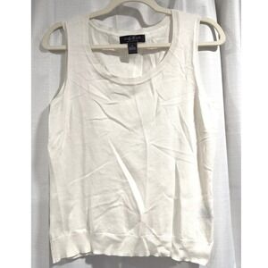 August Silk Womens Cream Silk Blend Knit Sleeveless Sweater Tank Top Medium